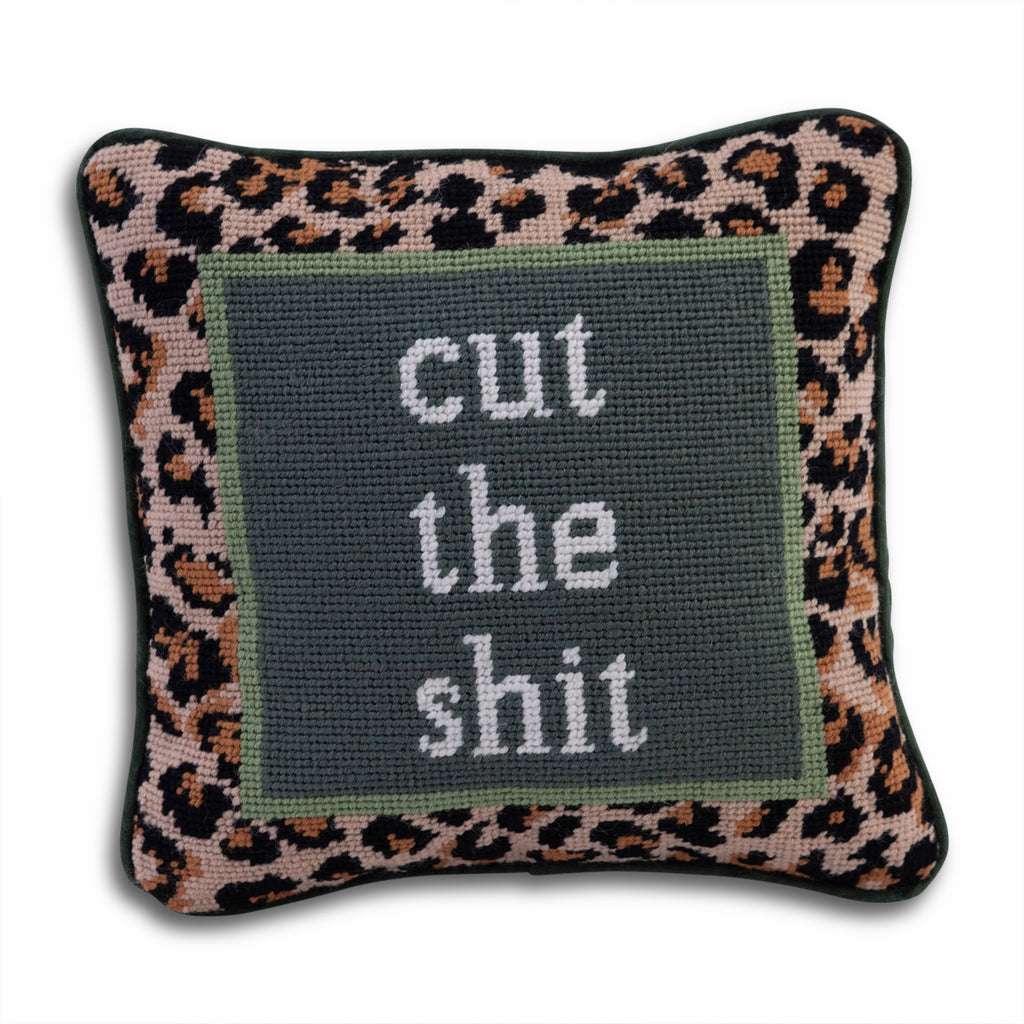 Cut The Shit Needlepoint Pillow - Furbish Studio