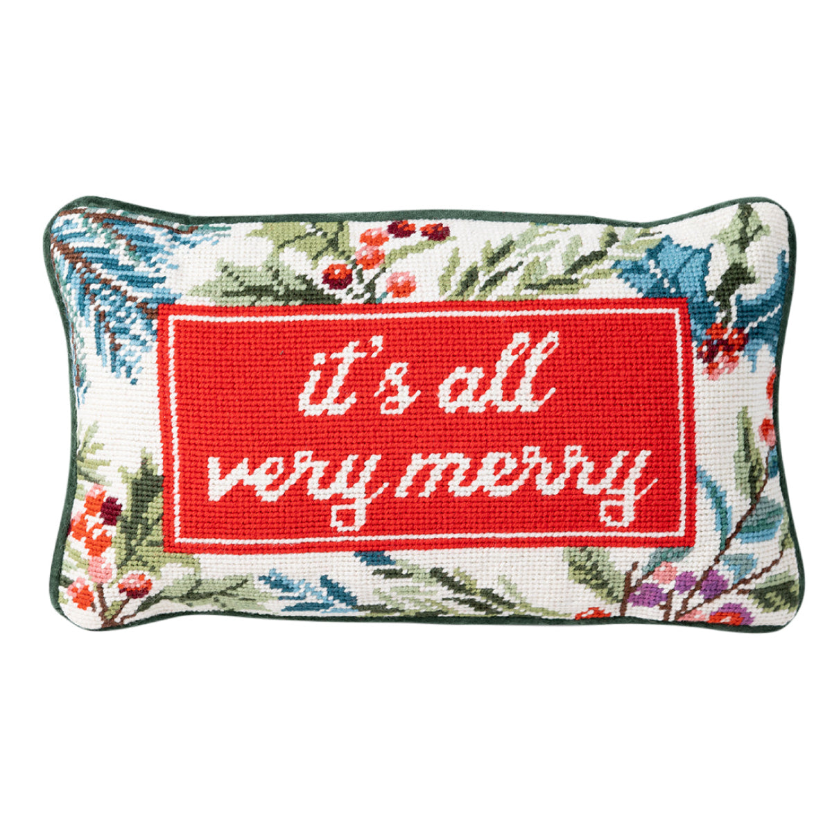 Very Merry Needlepoint Pillow Furbish Studio
