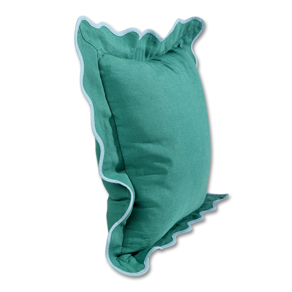 Darcy Linen Pillow - Green + Aqua - Furbish Studio