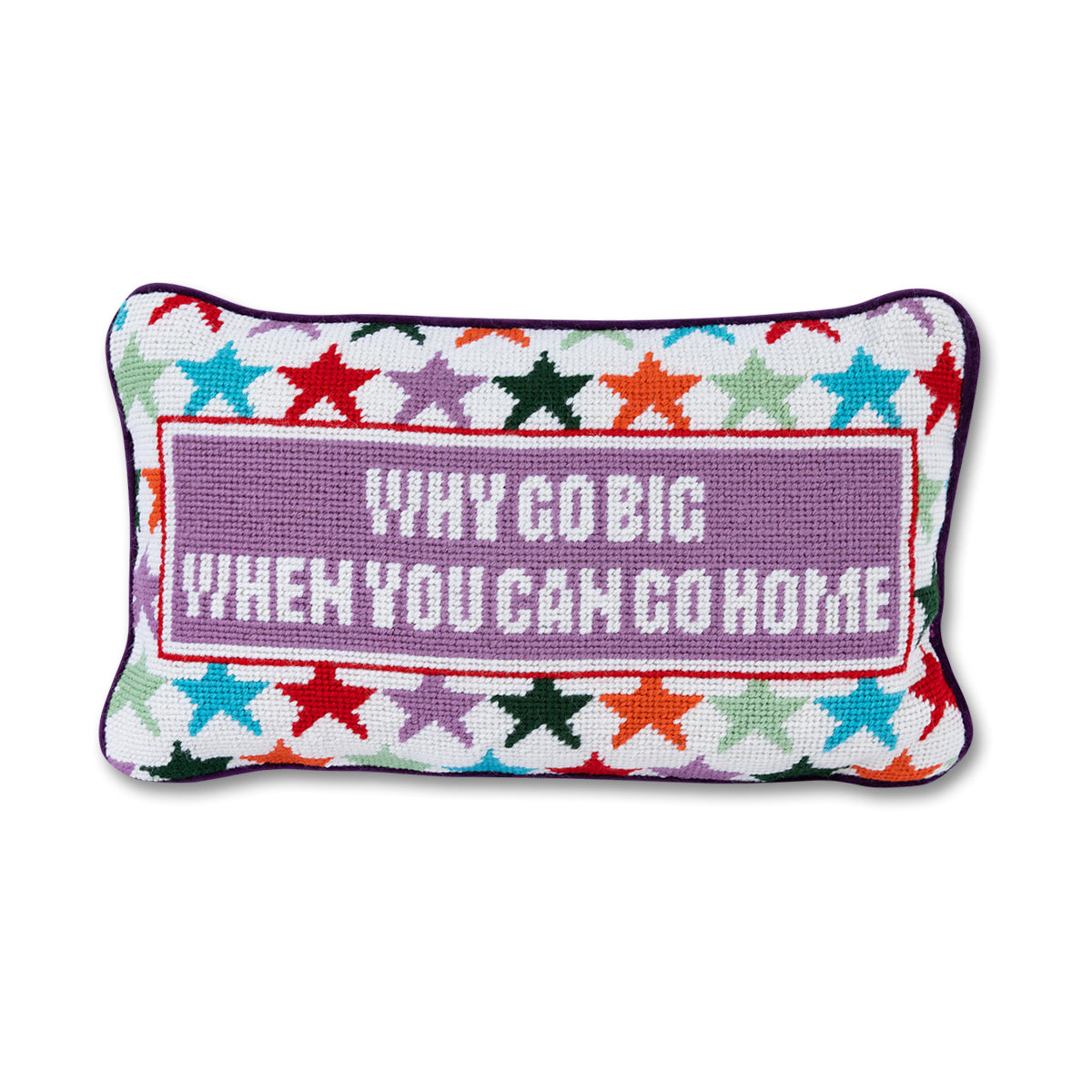 Furbish Studio Why Go Big Needlepoint Pillow