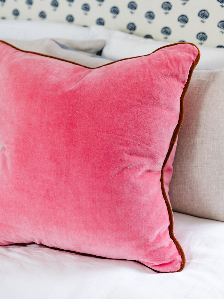 Charliss Velvet Pillow - Light Pink + Rust - Furbish Studio