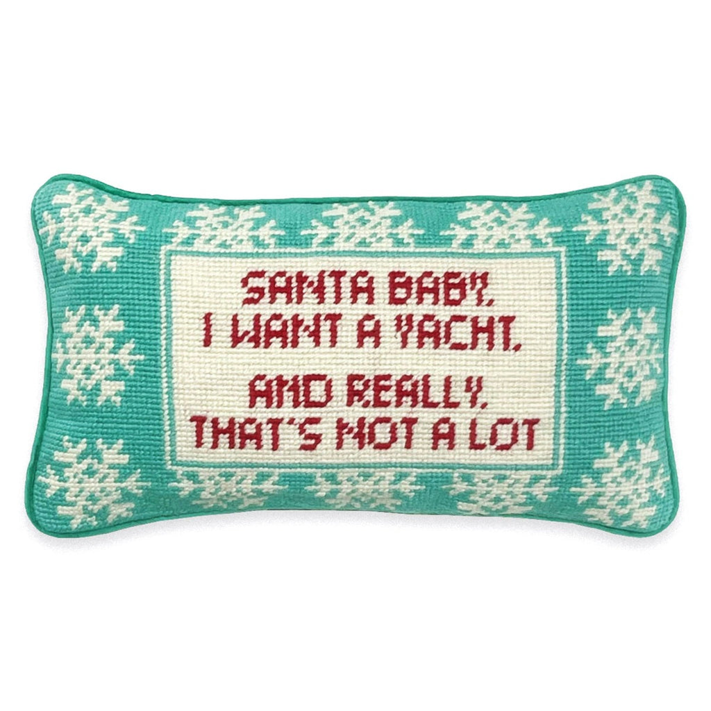 Santa I Want a Yacht Needlepoint Pillow - Furbish Studio