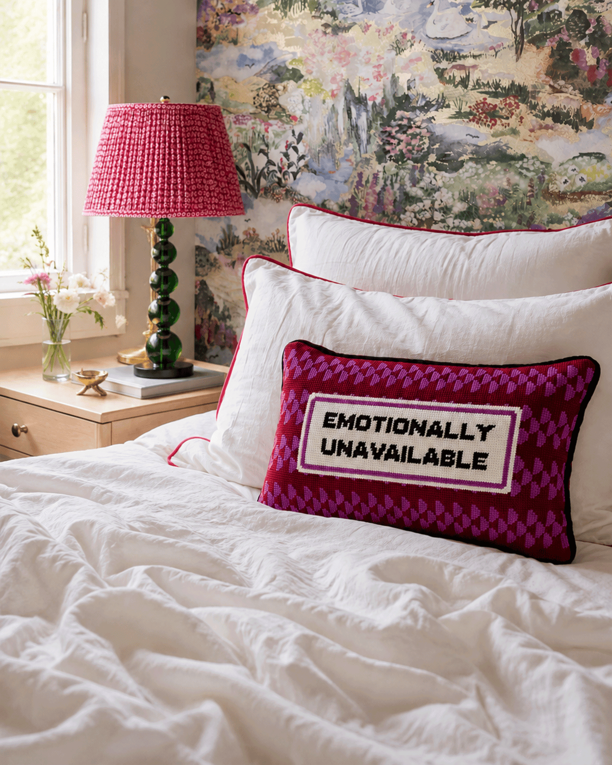 Emotionally Unavailable Needlepoint Pillow - Furbish Studio