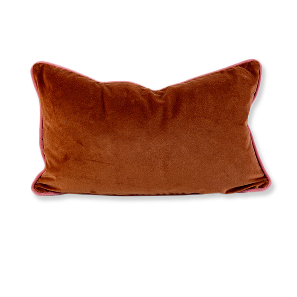 Charliss Velvet Lumbar Pillow - Rust + Light Pink - Furbish Studio