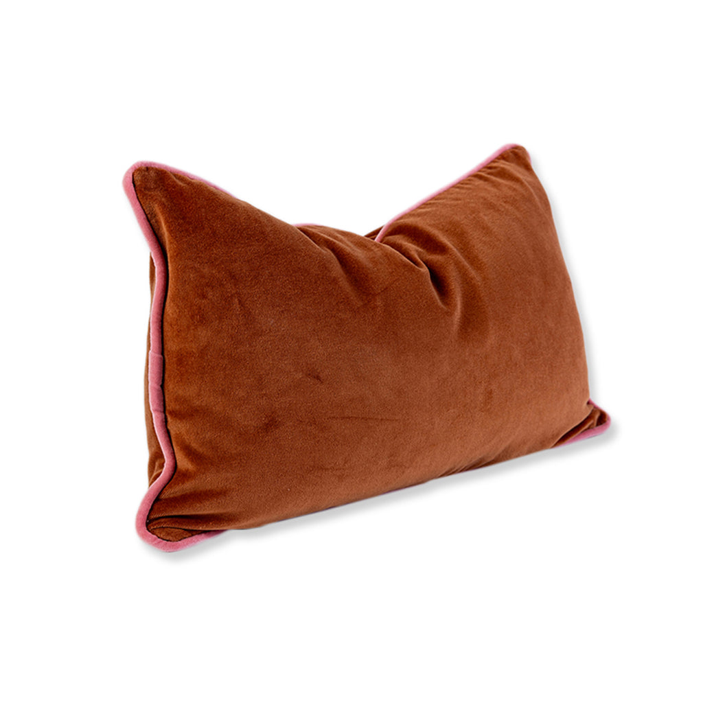 Charliss Velvet Lumbar Pillow - Rust + Light Pink - Furbish Studio