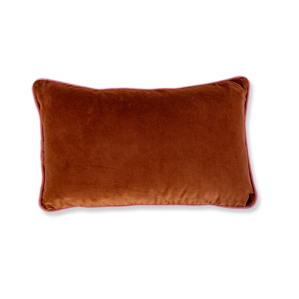 Charliss Velvet Lumbar Pillow - Rust + Light Pink - Furbish Studio