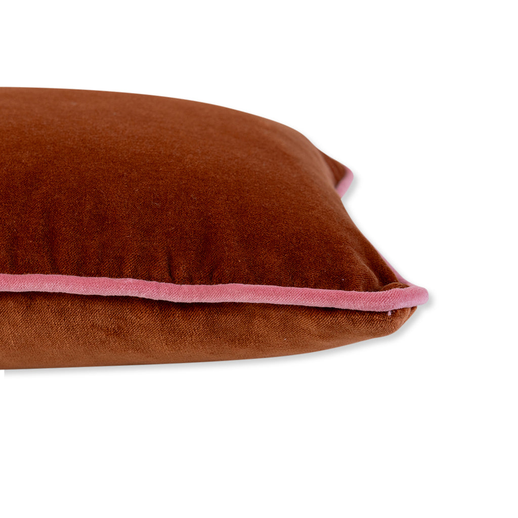 Charliss Velvet Lumbar Pillow - Rust + Light Pink - Case Only - Furbish Studio