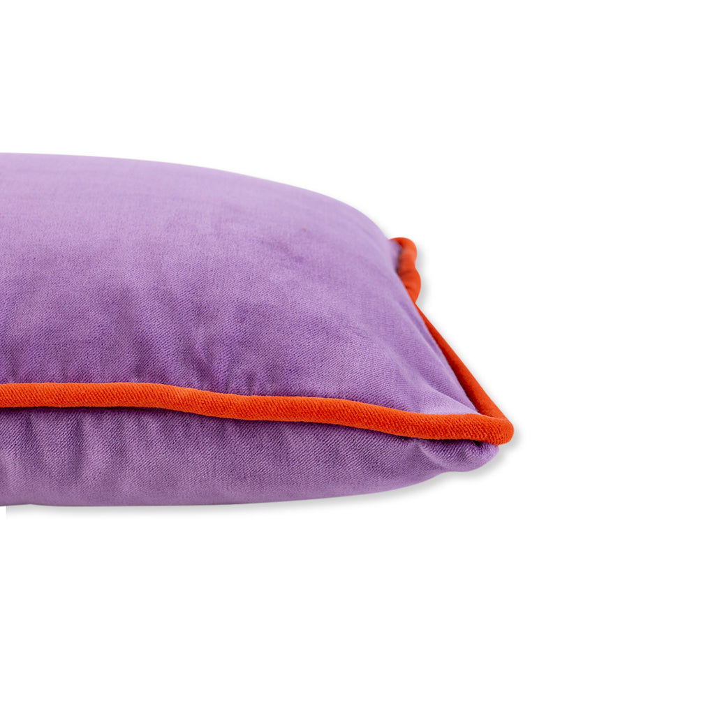 Charliss Velvet Lumbar Pillow - Lilac + Orange - Furbish Studio