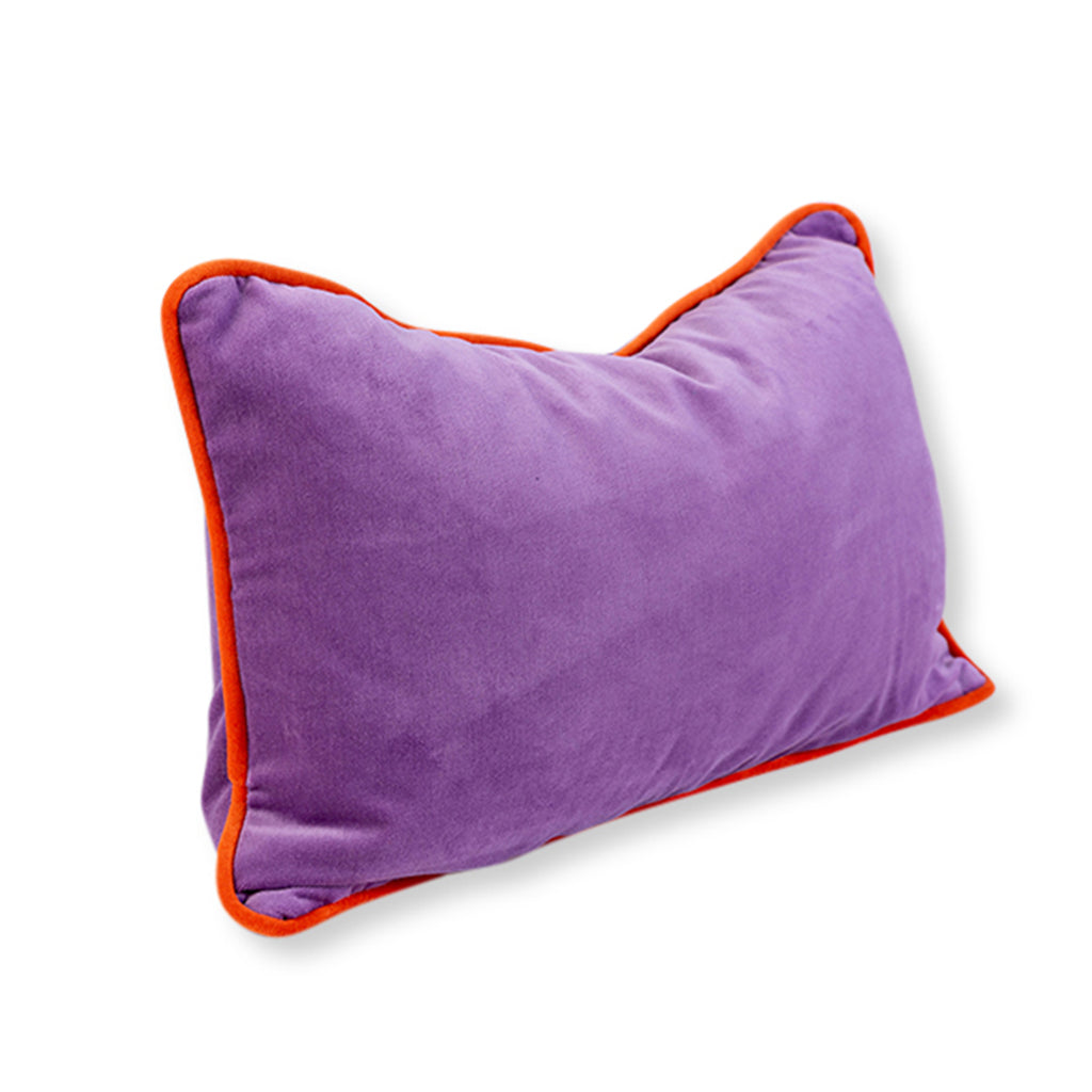 Charliss Velvet Lumbar Pillow - Lilac + Orange - Furbish Studio