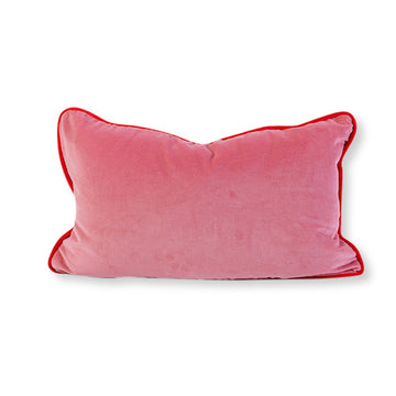 Charliss Velvet Lumbar Pillow - Light Pink + Cherry - Case Only - Furbish Studio