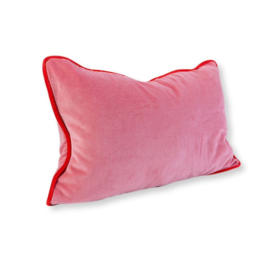 Charliss Velvet Lumbar Pillow - Light Pink + Cherry - Case Only - Furbish Studio