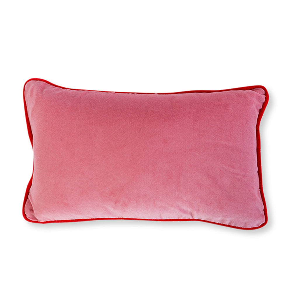 Charliss Velvet Lumbar Pillow - Light Pink + Cherry - Furbish Studio