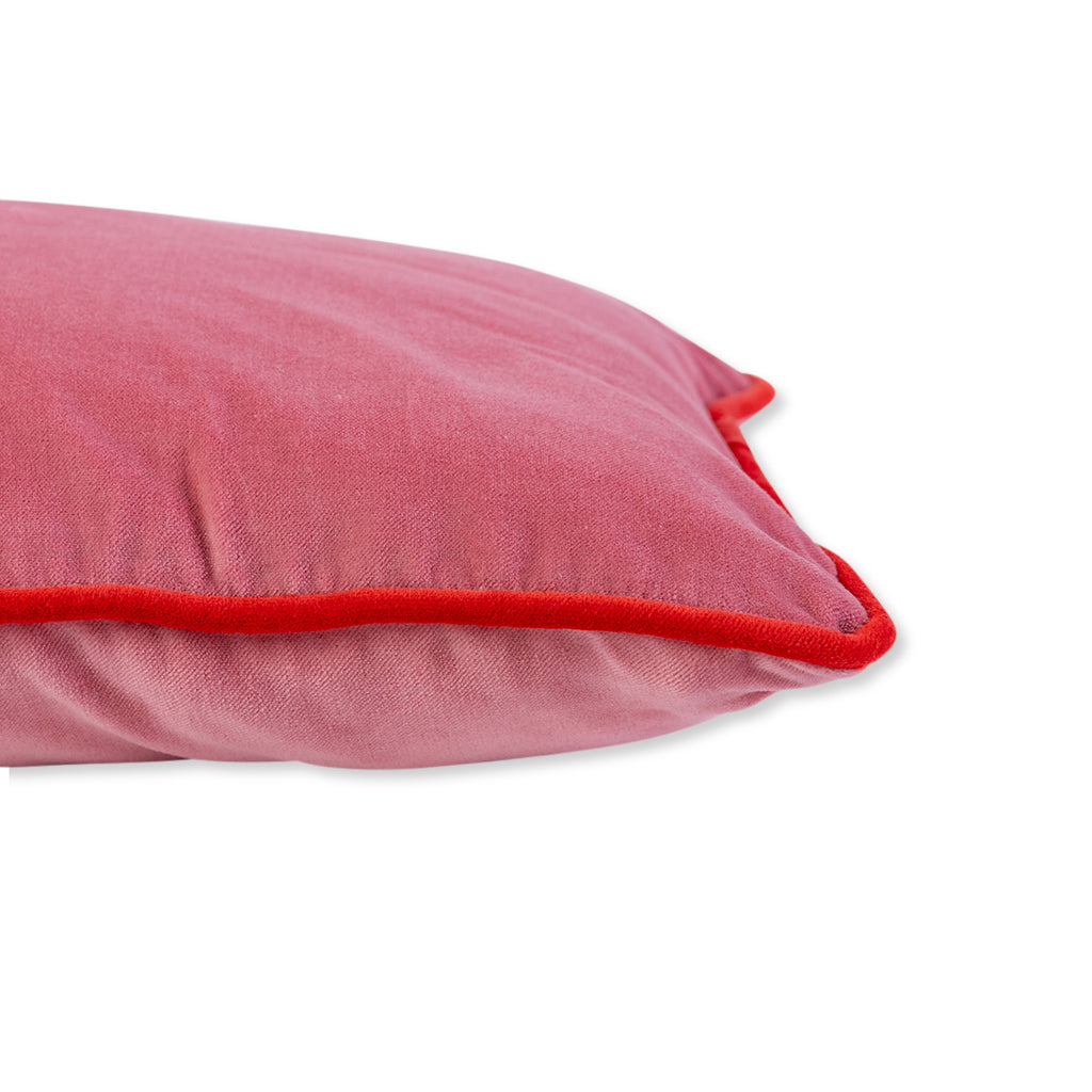 Charliss Velvet Lumbar Pillow - Light Pink + Cherry - Furbish Studio