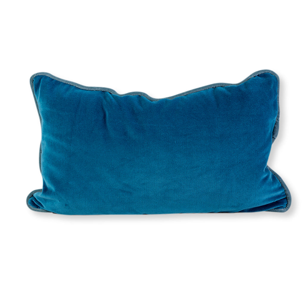 Charliss Velvet Lumbar Pillow - Peacock + Aqua - Furbish Studio