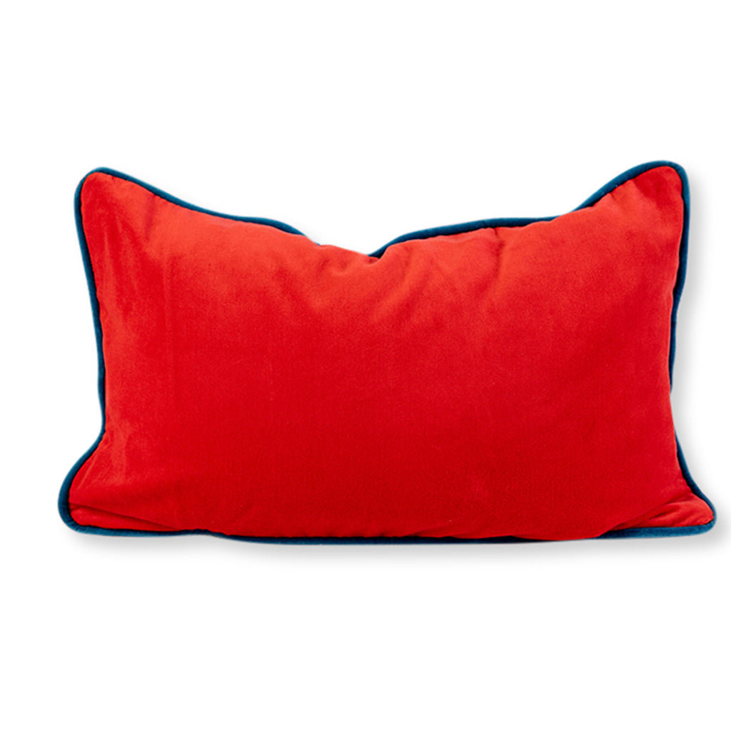 Charliss Velvet Lumbar Pillow - Cherry + Peacock - Furbish Studio