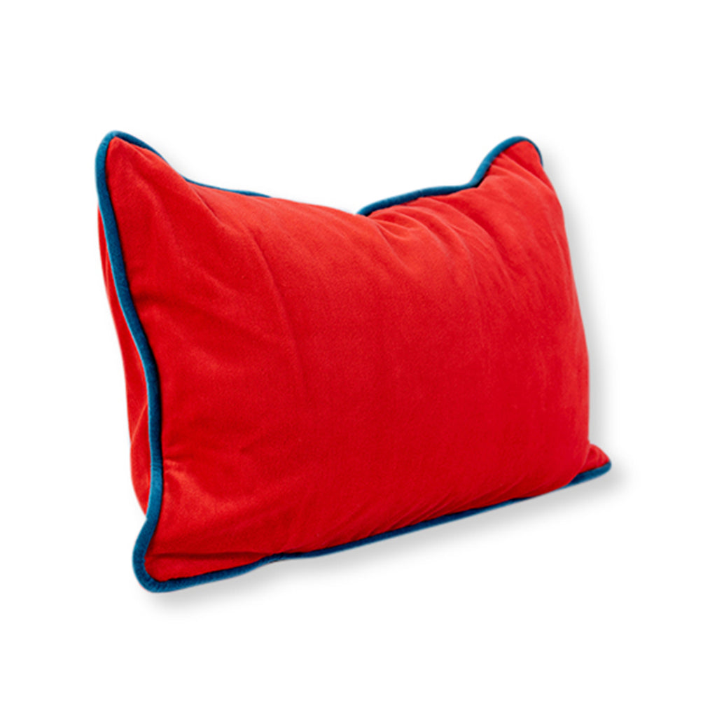 Charliss Velvet Lumbar Pillow - Cherry + Peacock - Furbish Studio