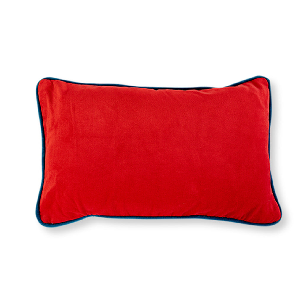 Charliss Velvet Lumbar Pillow - Cherry + Peacock - Furbish Studio