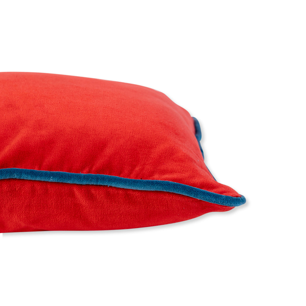 Charliss Velvet Lumbar Pillow - Cherry + Peacock - Furbish Studio