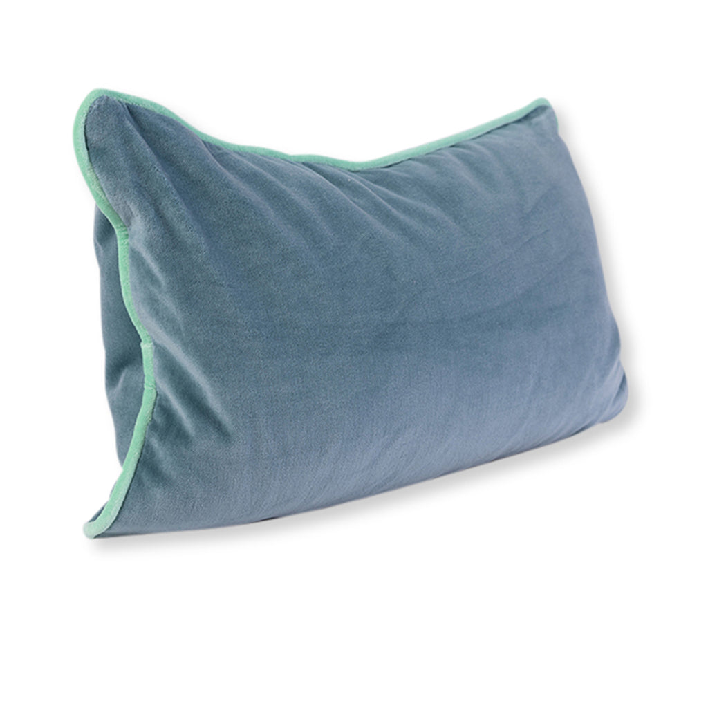 Charliss Velvet Lumbar Pillow - Aqua + Mint - Furbish Studio