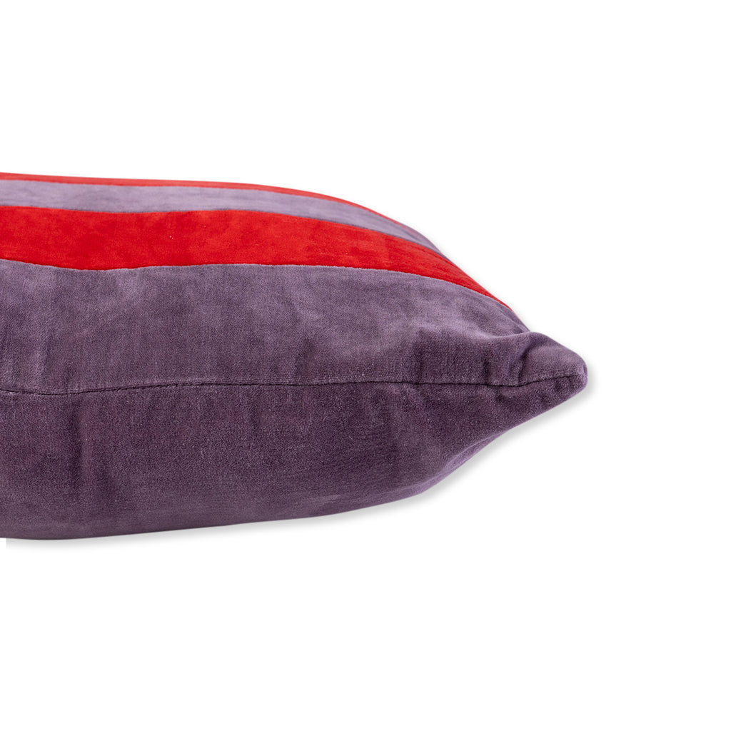 Striped Velvet Lumbar Pillow - Lilac + Cherry - Case Only - Furbish Studio