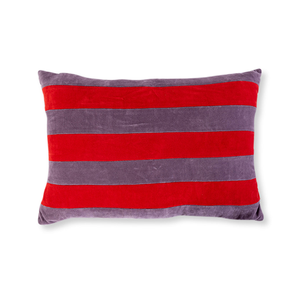 Striped Velvet Lumbar Pillow - Lilac + Cherry - Case Only - Furbish Studio