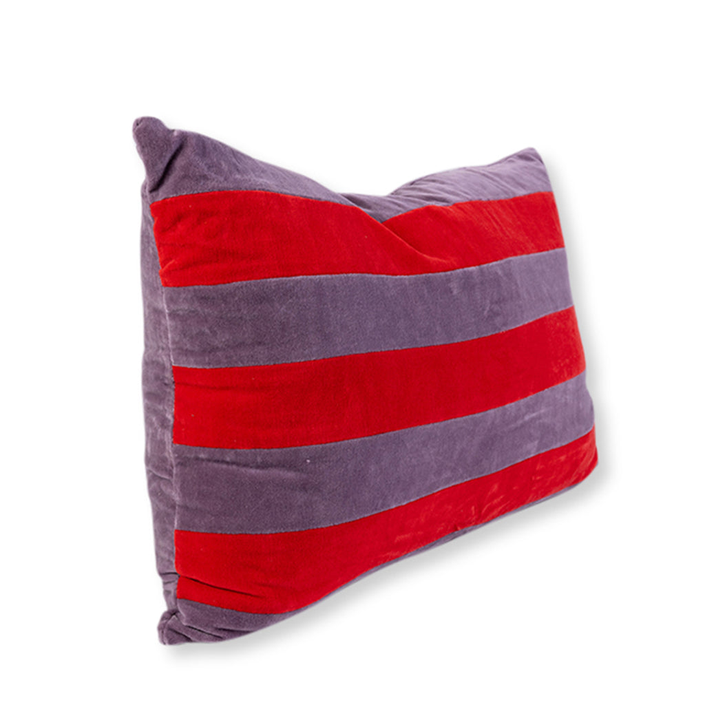 Striped Velvet Lumbar Pillow - Lilac + Cherry - Case Only - Furbish Studio