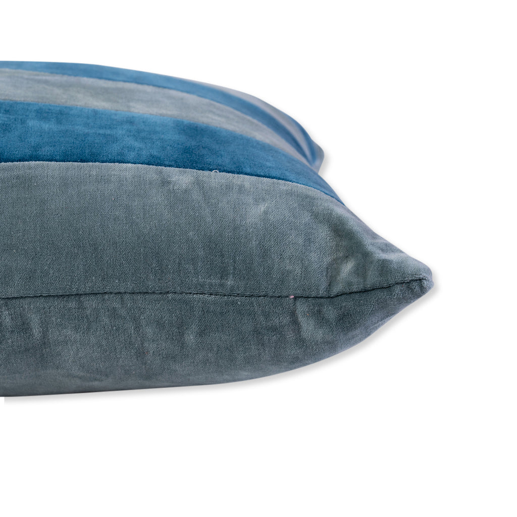 Striped Velvet Lumbar Pillow - Aqua + Peacock - Case Only - Furbish Studio