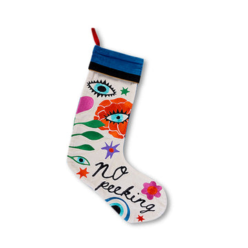 Embroidered Stocking - No Peeking - Furbish Studio