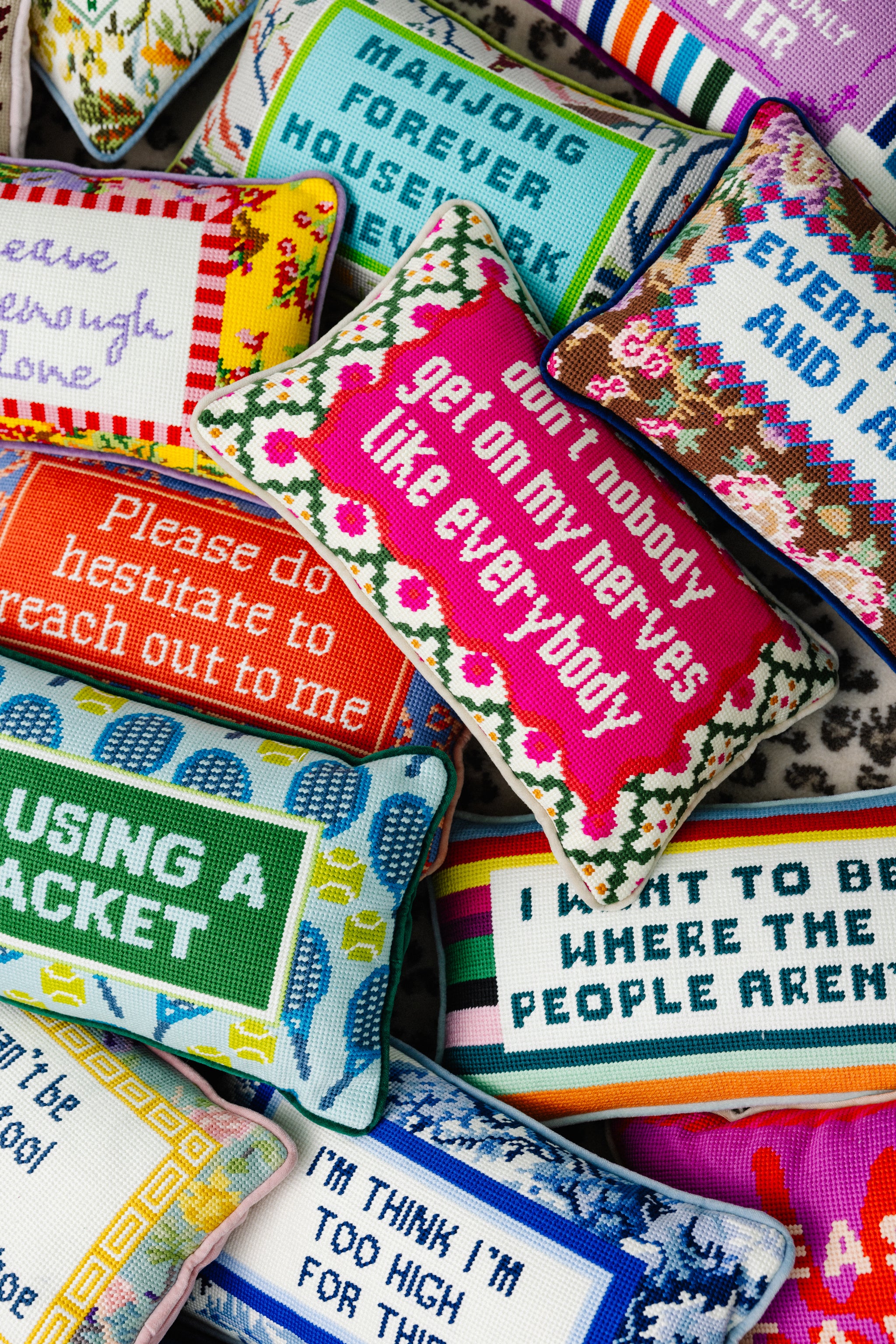 Furbish Studio - Get On My Nerves Needlepoint Pillow