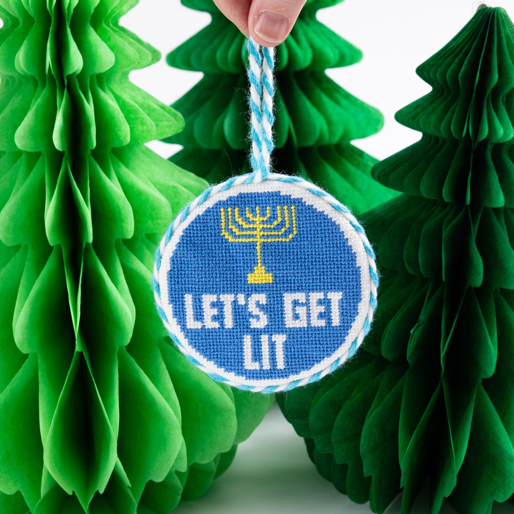 Needlepoint Ornament - Let's Get Lit - Furbish Studio