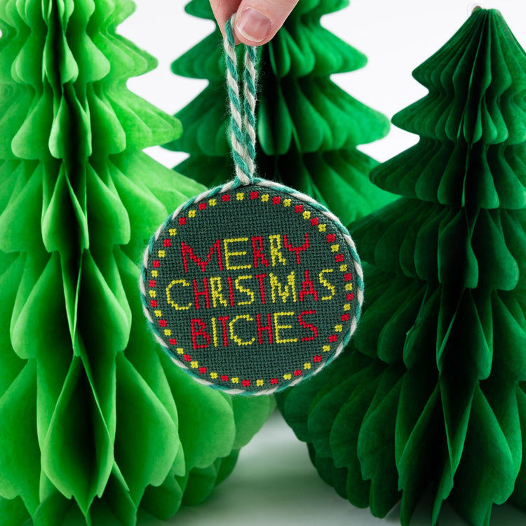 Needlepoint Ornament - Merry Christmas Bitches - Furbish Studio