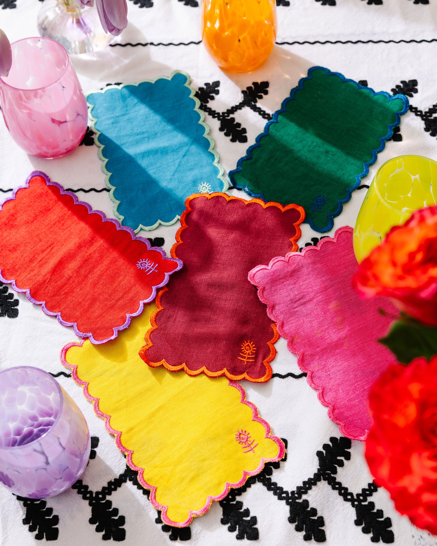 Rainbow Icon Linen Cocktail Napkins S/6 - Furbish Studio