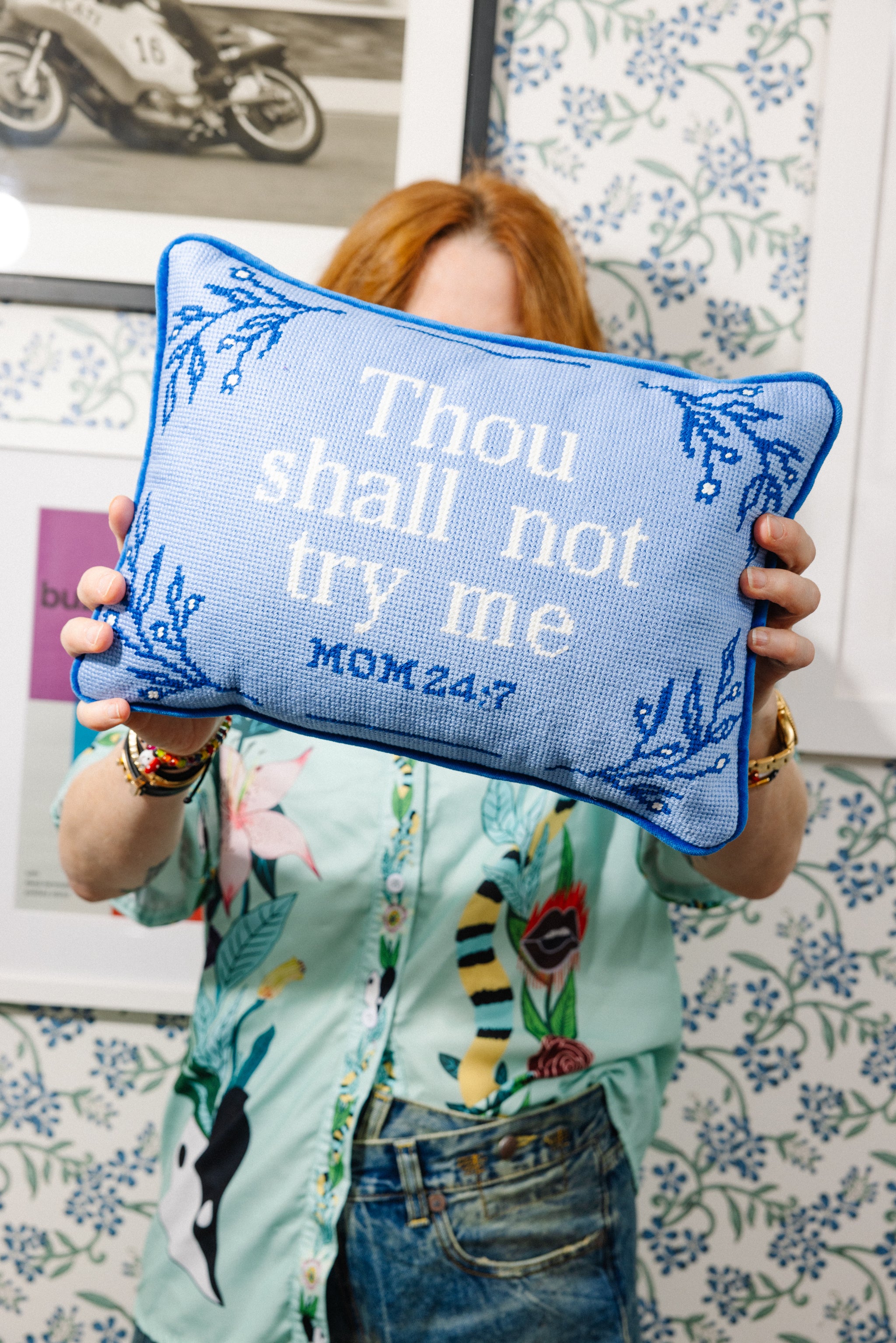 Furbish Studio - Try Me Needlepoint Pillow