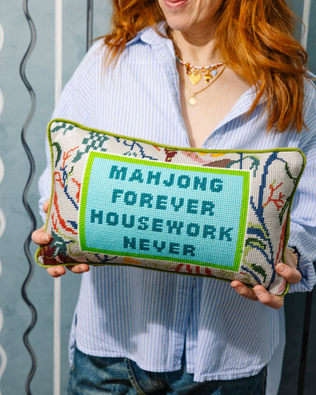 Mahjong Needlepoint Pillow - Furbish Studio