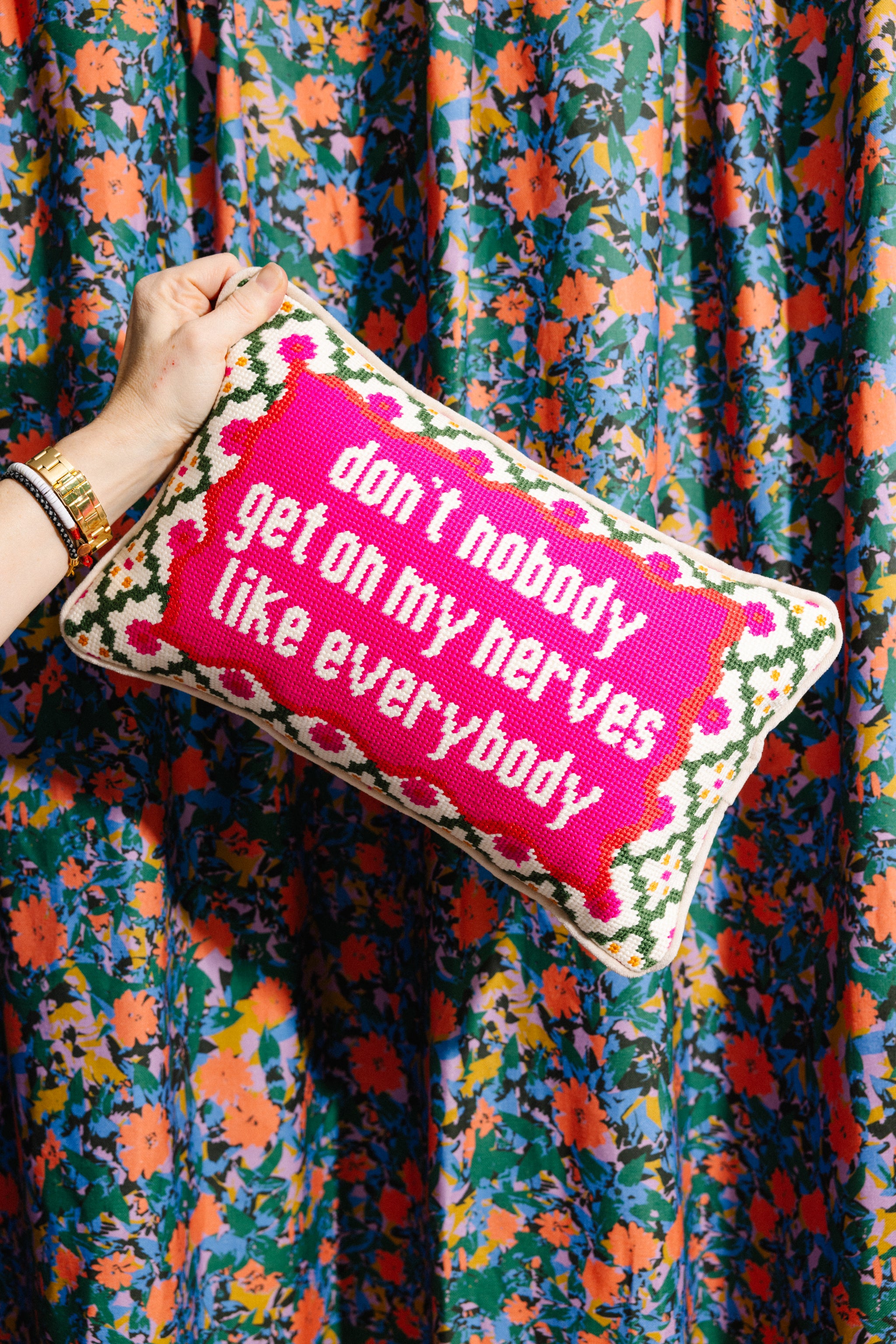 Furbish Studio - Get On My Nerves Needlepoint Pillow