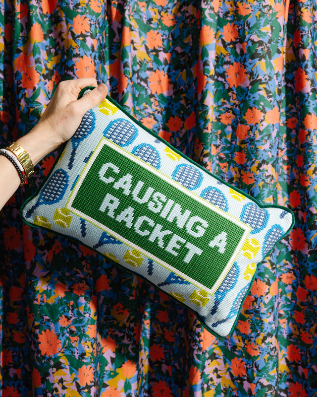 Causing A Racket Needlepoint Pillow - Furbish Studio