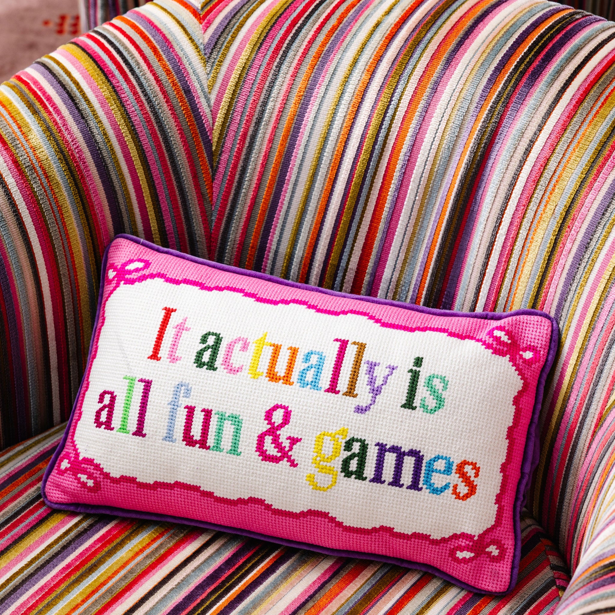Furbish Studio - Fun And Games Needlepoint Pillow