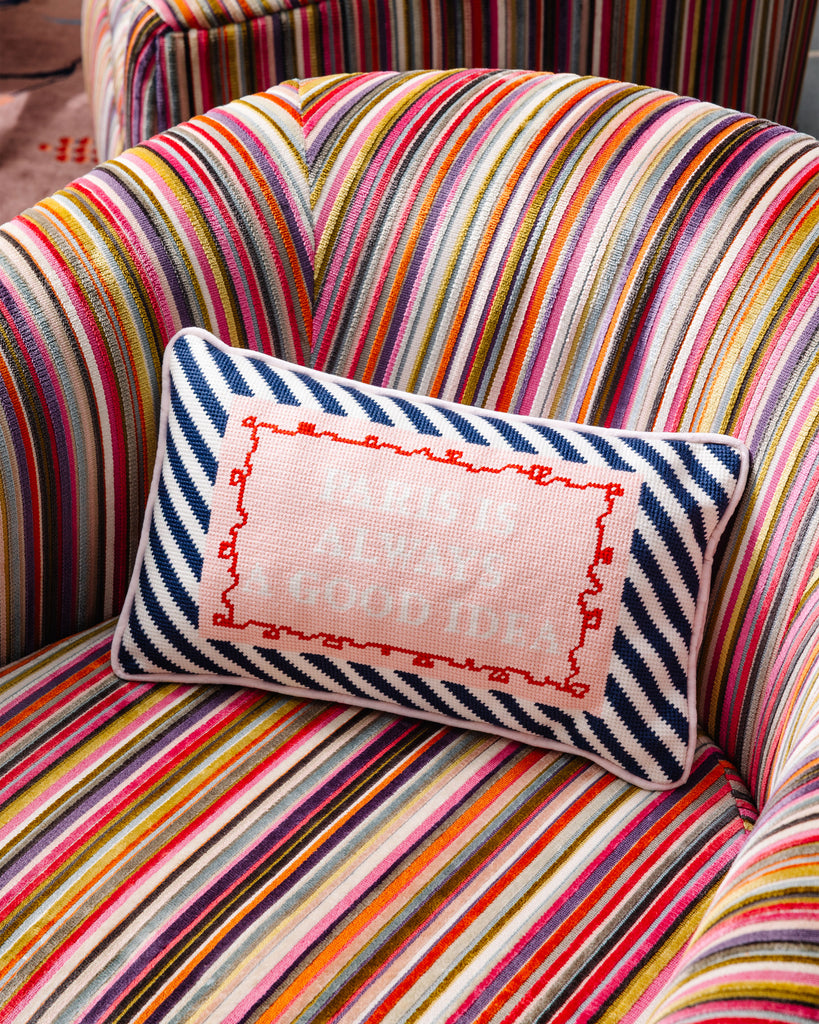 Paris Needlepoint Pillow - Furbish Studio