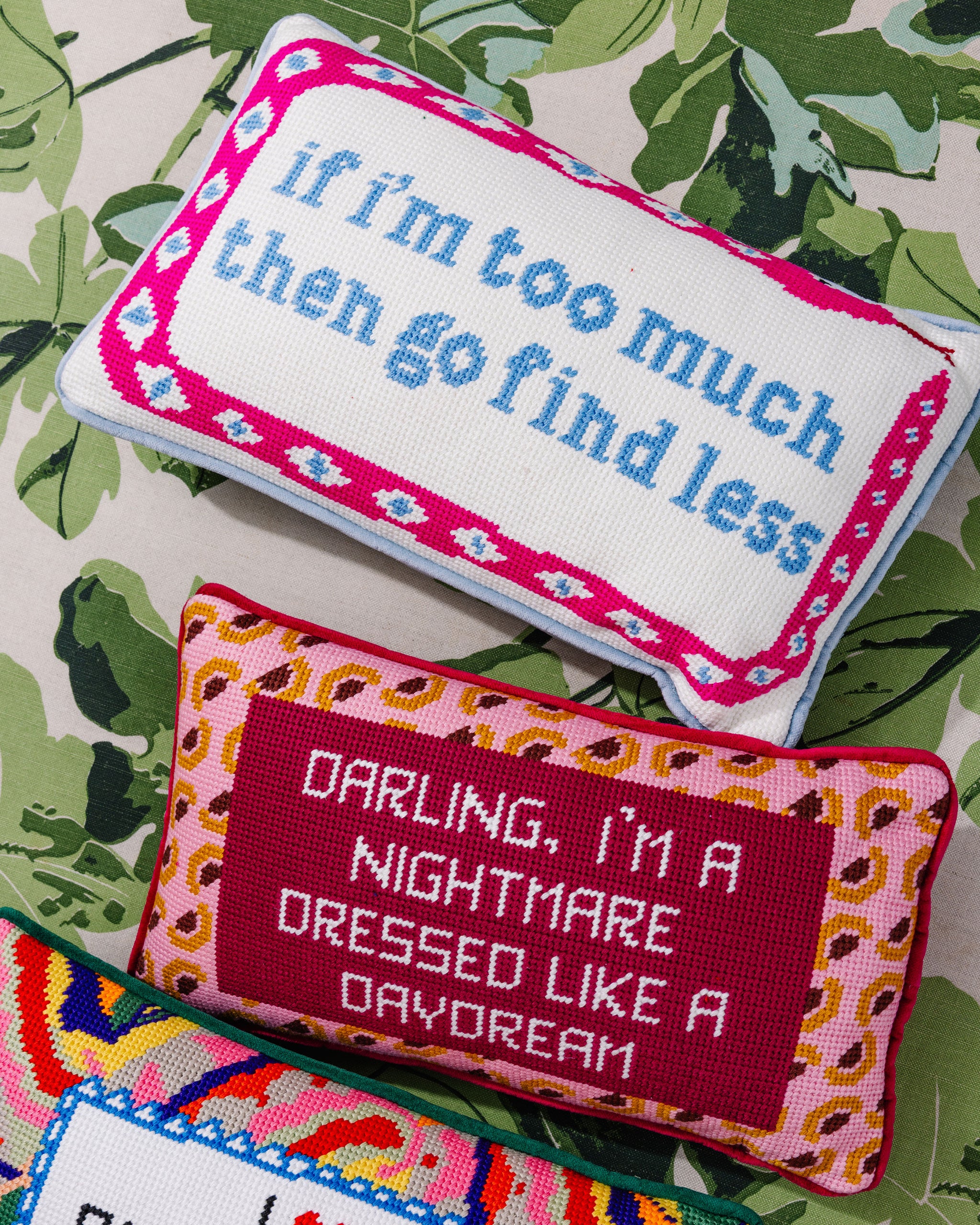 Furbish Studio - Go Find Less Needlepoint Pillow