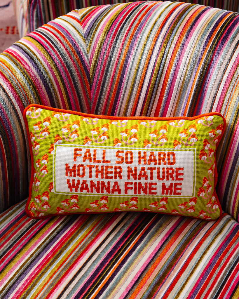 Fall So Hard Needlepoint Pillow - Furbish Studio