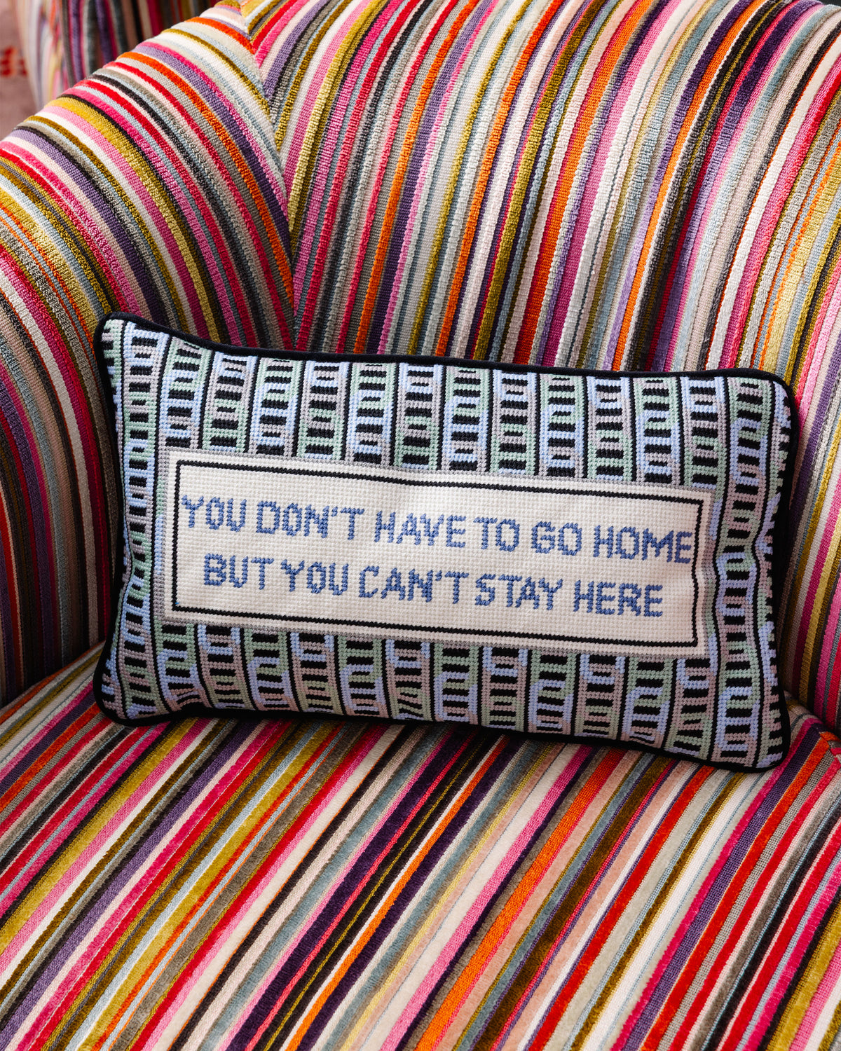 Can't Stay Here Needlepoint Pillow - Furbish Studio