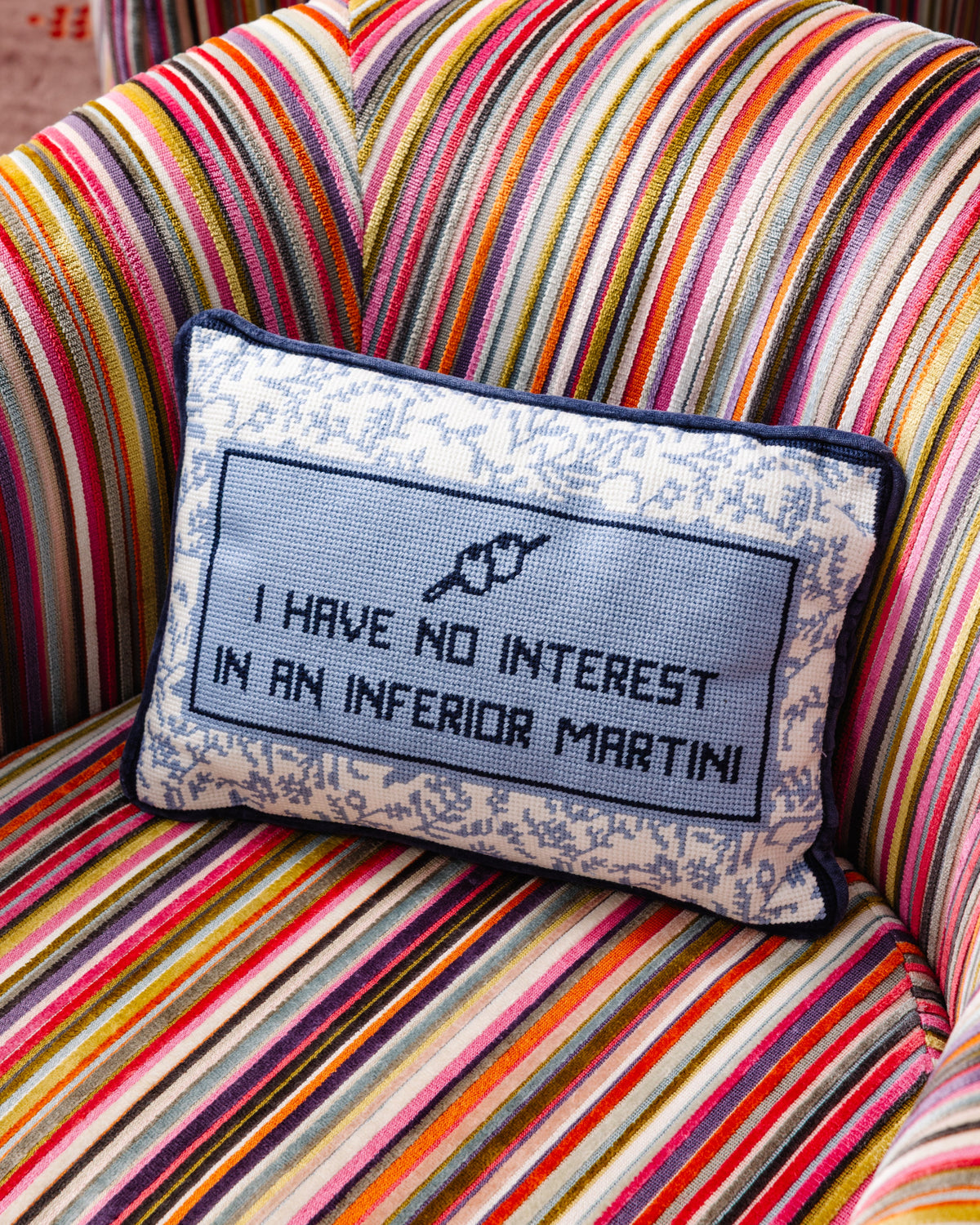Inferior Martini Needlepoint Pillow