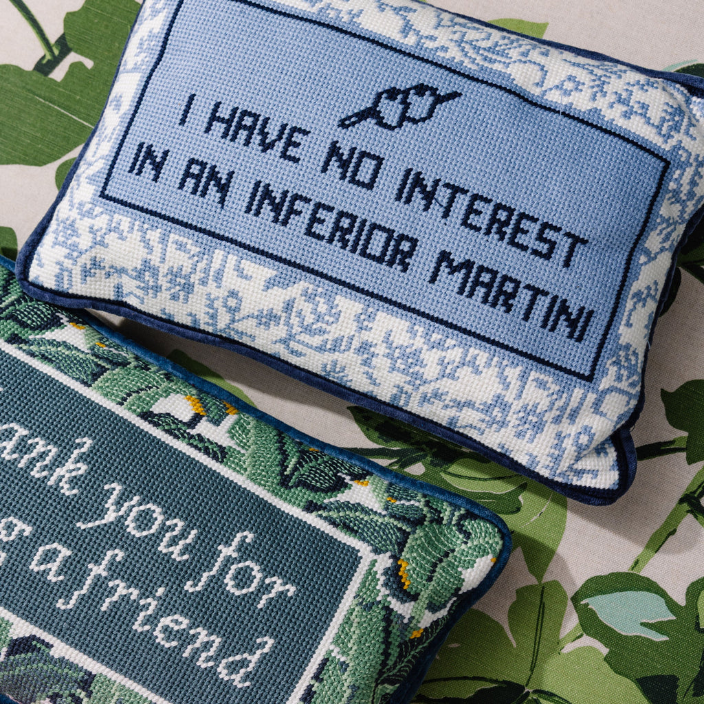 Inferior Martini Needlepoint Pillow - Furbish Studio