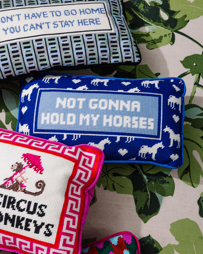 Hold My Horses Needlepoint Pillow - Furbish Studio