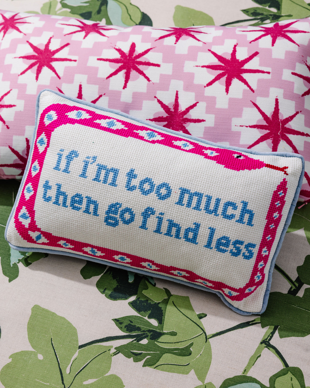 Go Find Less Needlepoint Pillow - Furbish Studio