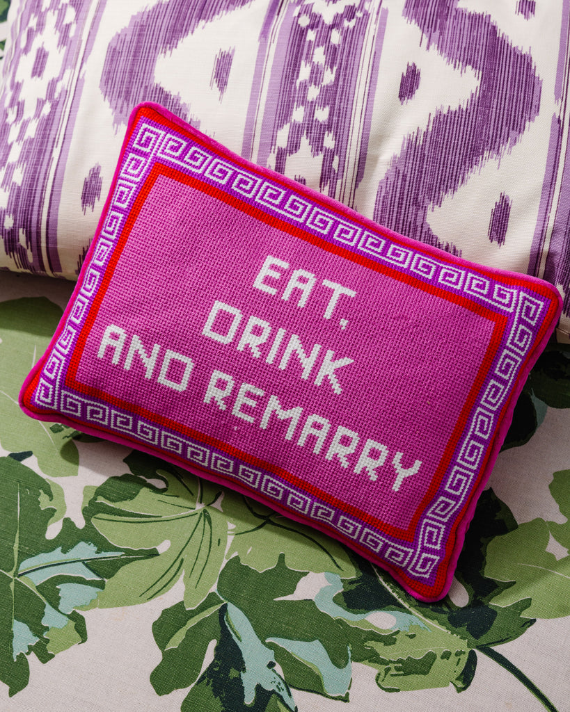 Eat Drink Remarry Needlepoint Pillow - Furbish Studio