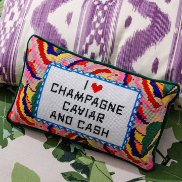 Caviar and Cash Needlepoint Pillow - Furbish Studio