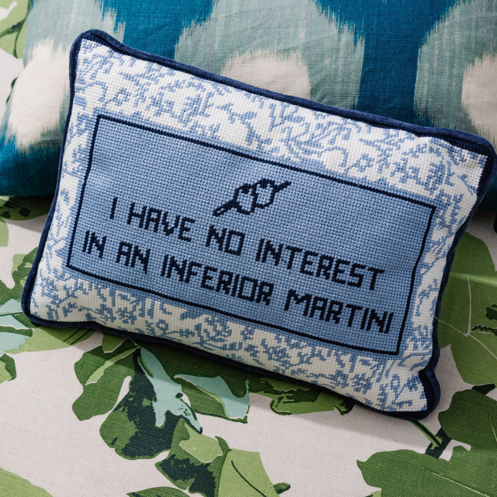 Inferior Martini Needlepoint Pillow - Furbish Studio