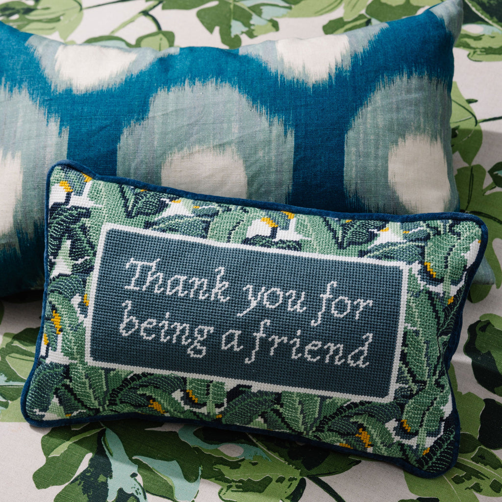 Thank You For Being a Friend Needlepoint Pillow - Furbish Studio
