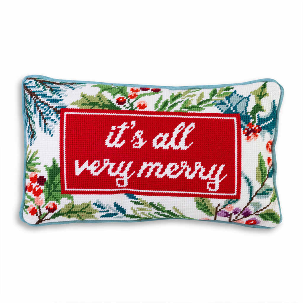 Very Merry Needlepoint Pillow - Furbish Studio